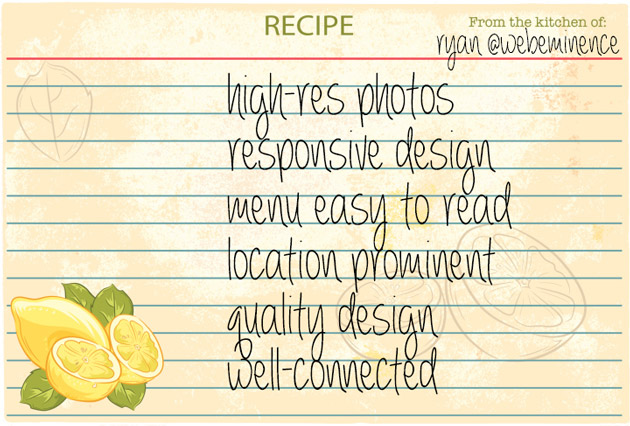 recipe for restaurant website
