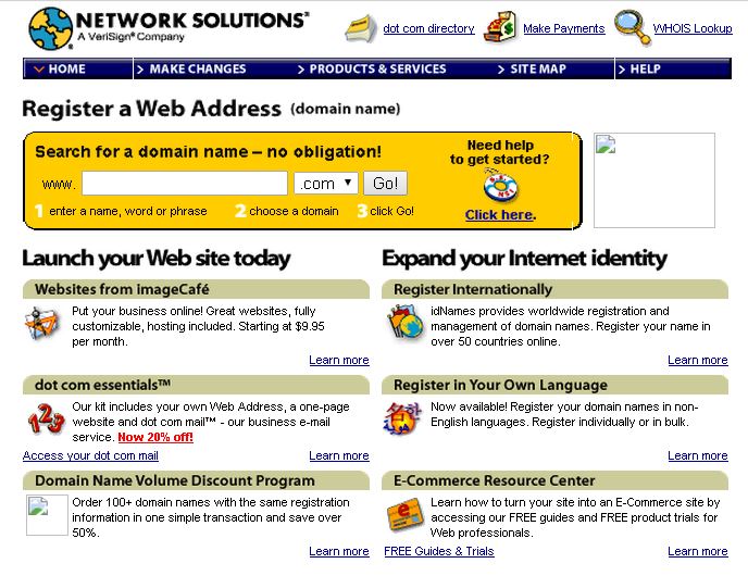 Network Solutions Old Website